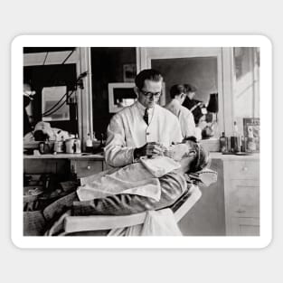 Barber Shop, 1923. Vintage Photo Sticker